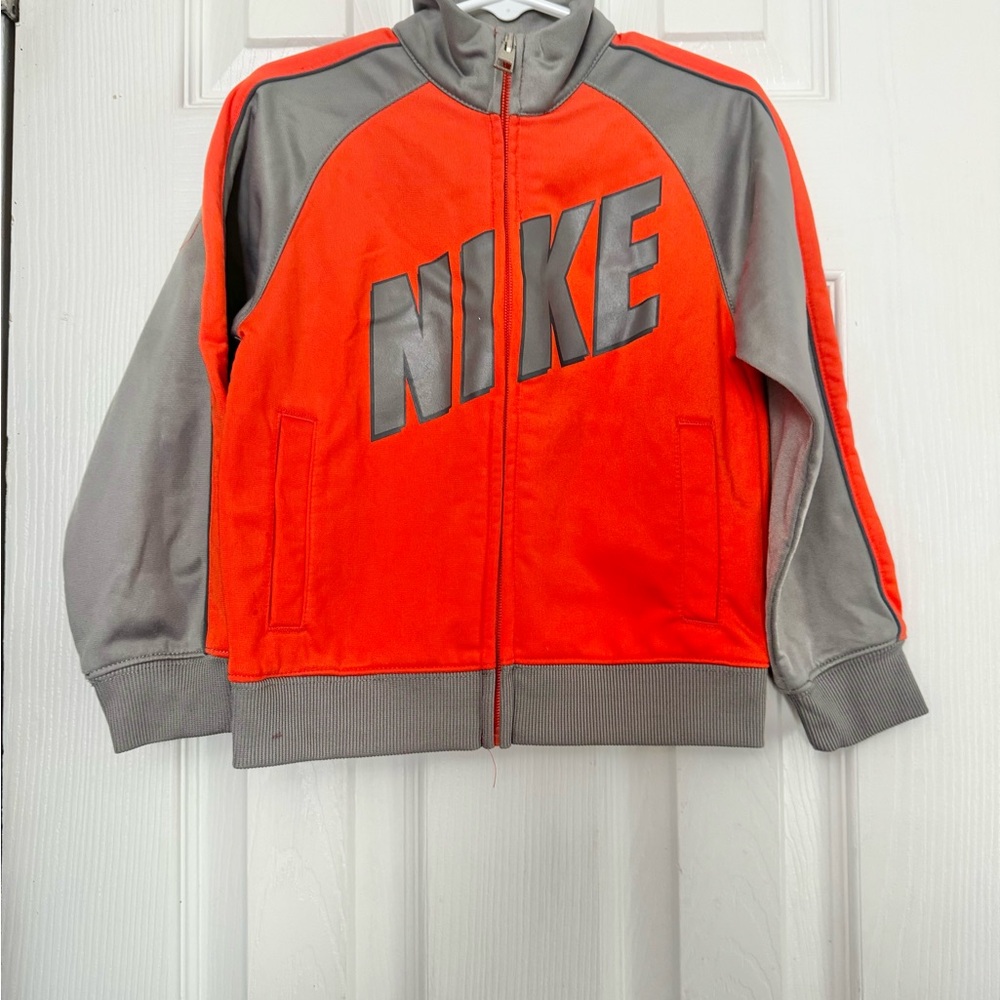 Nike Boys Gray Orange Full Zip Jacket Size 4